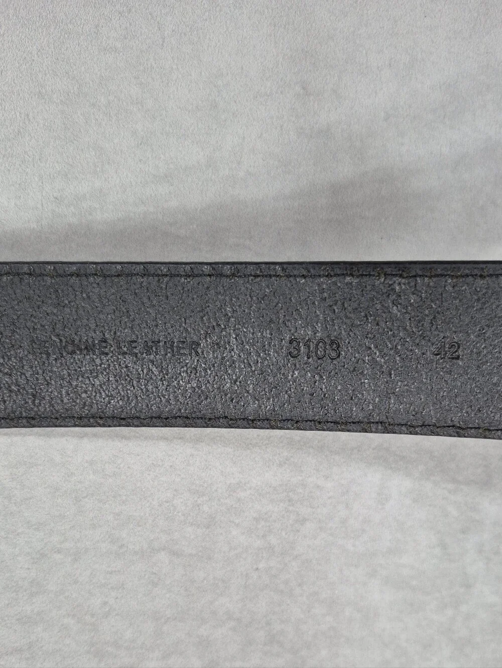 Genuine Leather belt men's 42 black antiqued brushed silvertone buckle